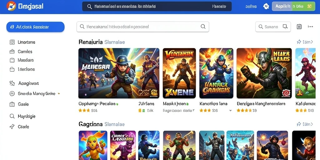 Screenshot menunjukkan beragam permainan yang tersedia.